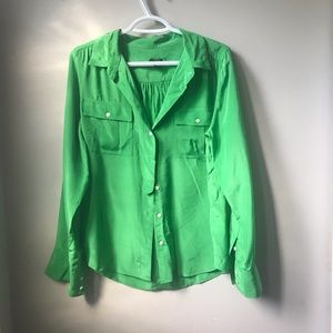 J. Crew 100% silk lime green blouse